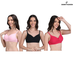 Padded Bra In Combo Pack Of 3 Colour (Pink, Black, Light Pink)