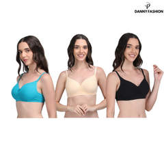 Padded Bra In Combo Pack Of 3 Colour (Skin ,Sky Blue, Black)