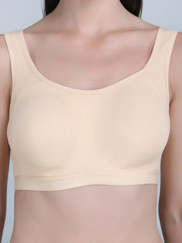 Medium Impact Padded Sports Bra in Combo Pack Of 3 Colour (Skin ,Sky Blue, Black)
