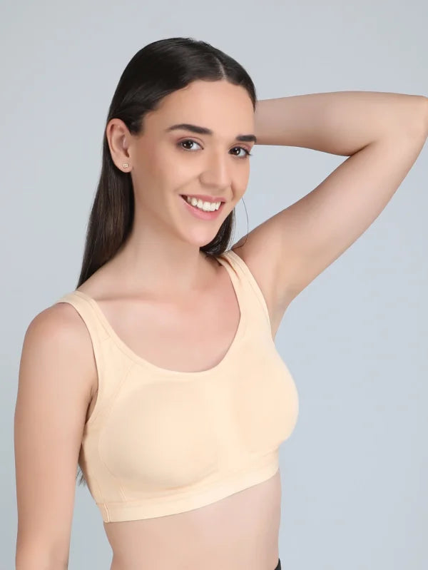 Medium Impact Padded Sports Bra in Skin Colour