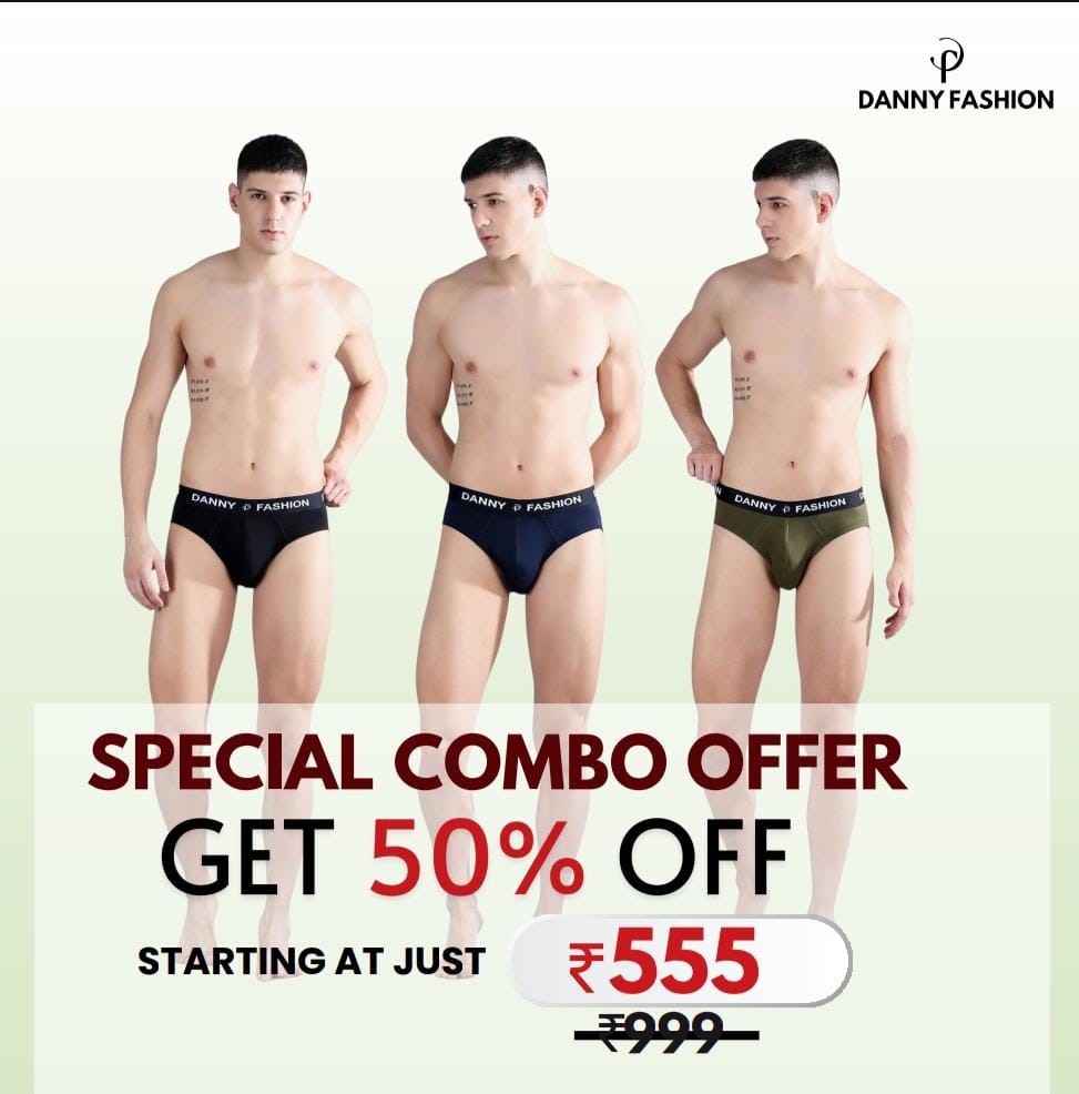 Danny Fashion Cotton Lycra Men’s Mid Outer Briefs – Combo Pack of 3 | Daily Comfort Fit