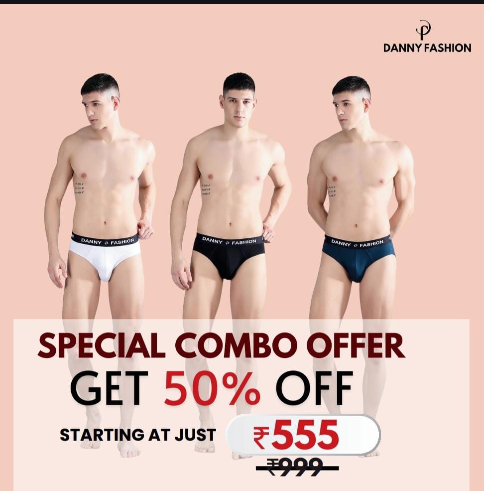 Danny Fashion Cotton Lycra Men’s Mid Outer Briefs – Combo Pack of 3 | Daily Comfort Fit