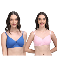 Danny Fashion Women’s 2 Pcs Combo 95% Cotton 5% Spandex Padded Bra | Soft Stretch Full Coverage Bra