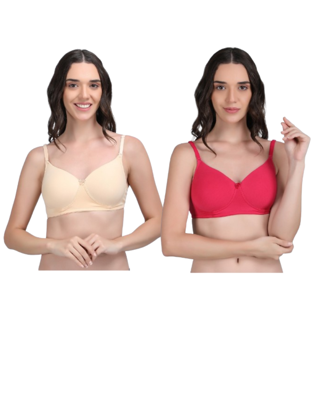 Danny Fashion Women’s 2 Pcs Combo 95% Cotton 5% Spandex Padded Bra | Soft Stretch Full Coverage Bra